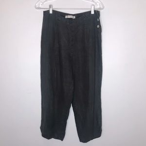 Black 100% Linen Tulip Pants
